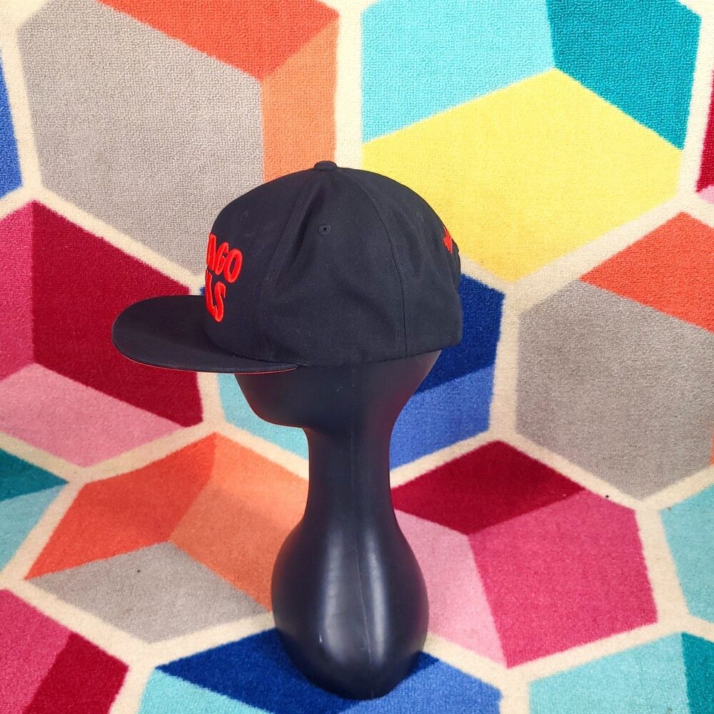 Chicago Bulls Snapback Hat Mitchell & Ness Hardwood Classics Black Red Cap Bred - Picture 2 of 4